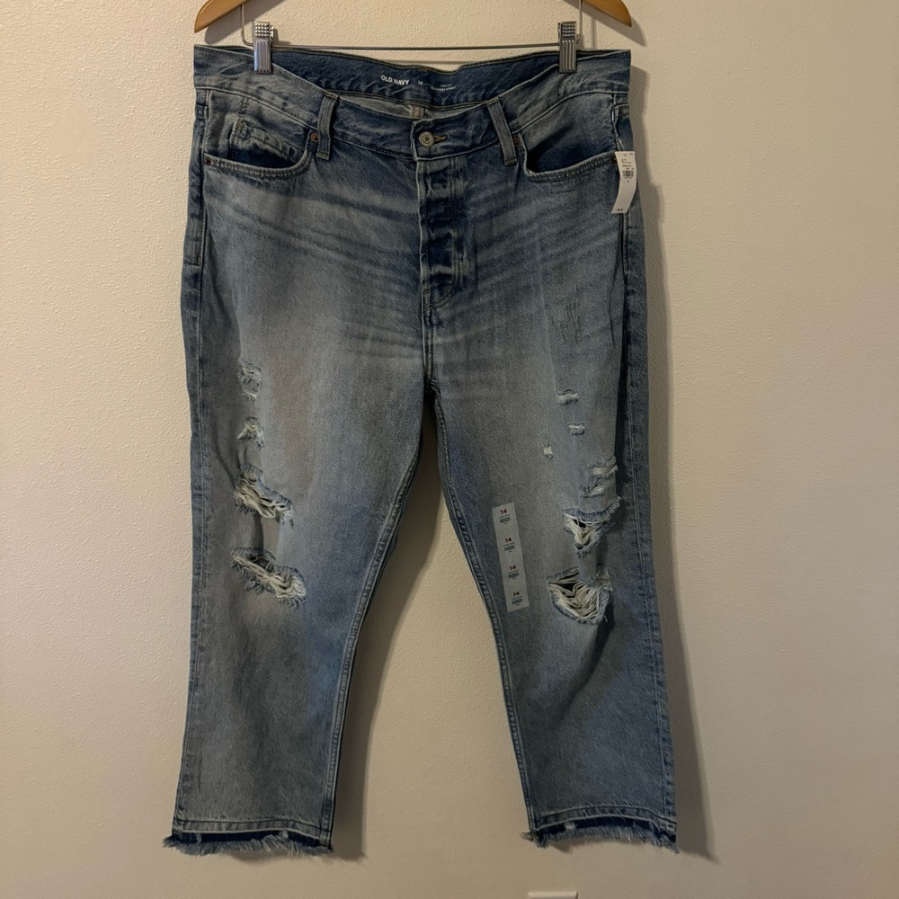 Old Navy High-Waisted Slouchy Straight Cropped Non-Stretch Jeans NWT 2022-14
